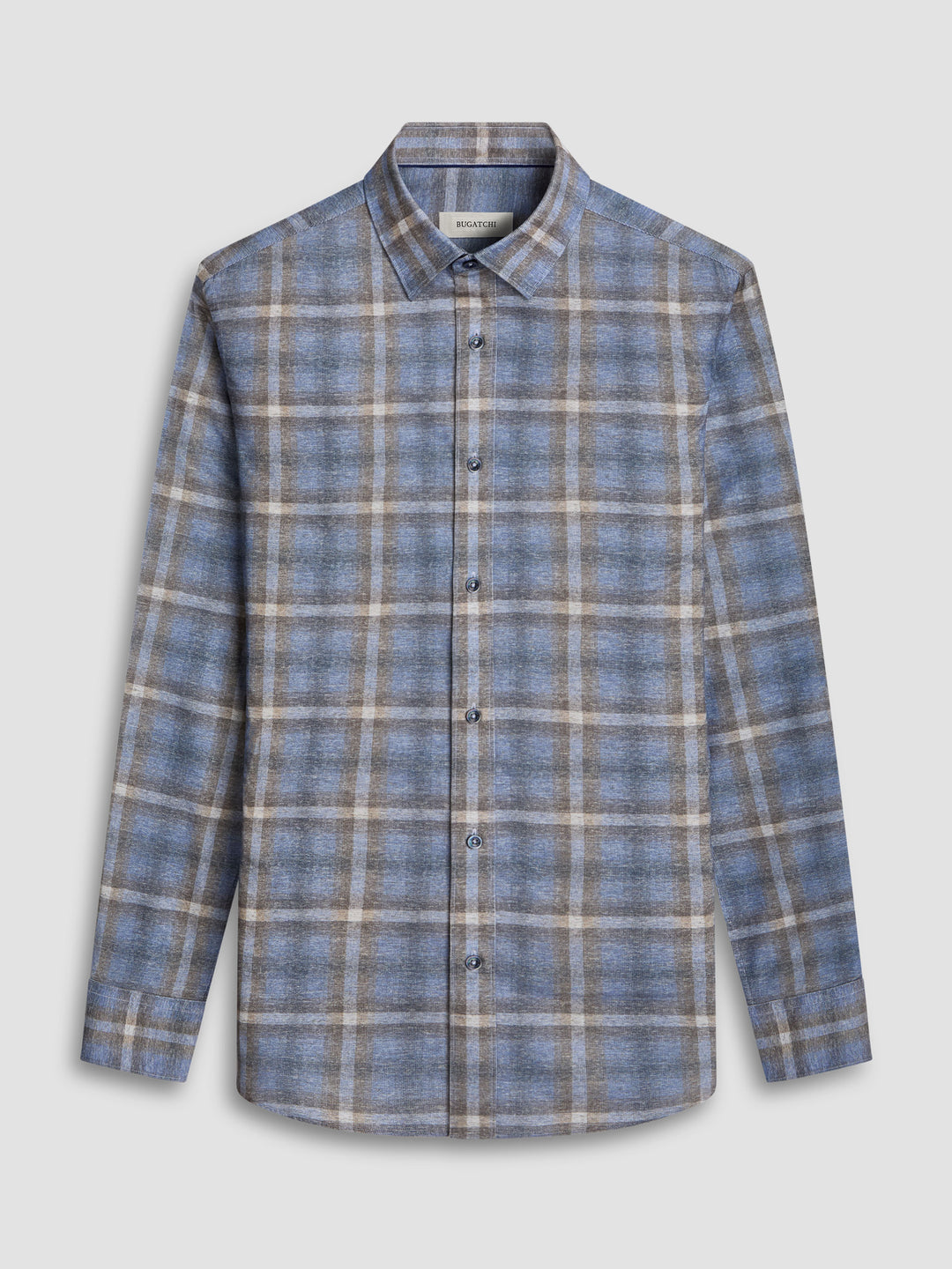 JULIAN LONG SLEEVE SHAPED SHIRT (DUSTY BLUE PLAID) - BUGATCHI
