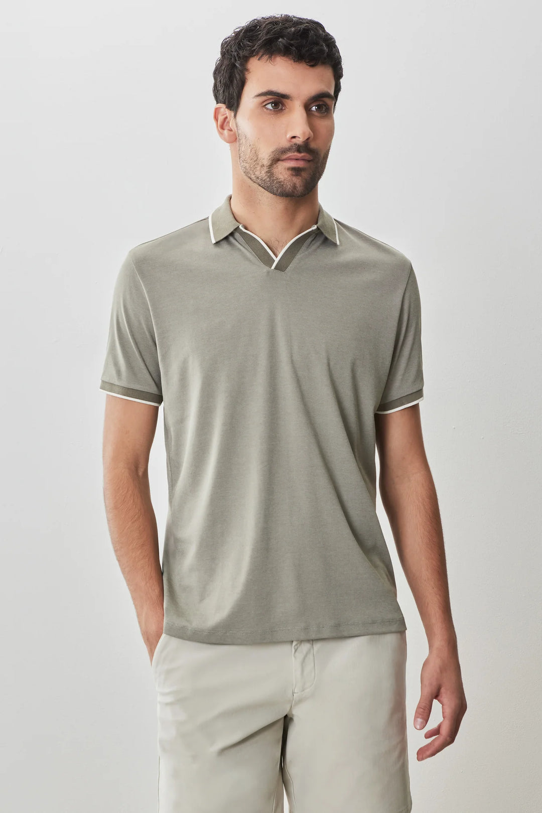 NORTHPARK OPEN COLLAR POLO - ROBERT BARAKETT