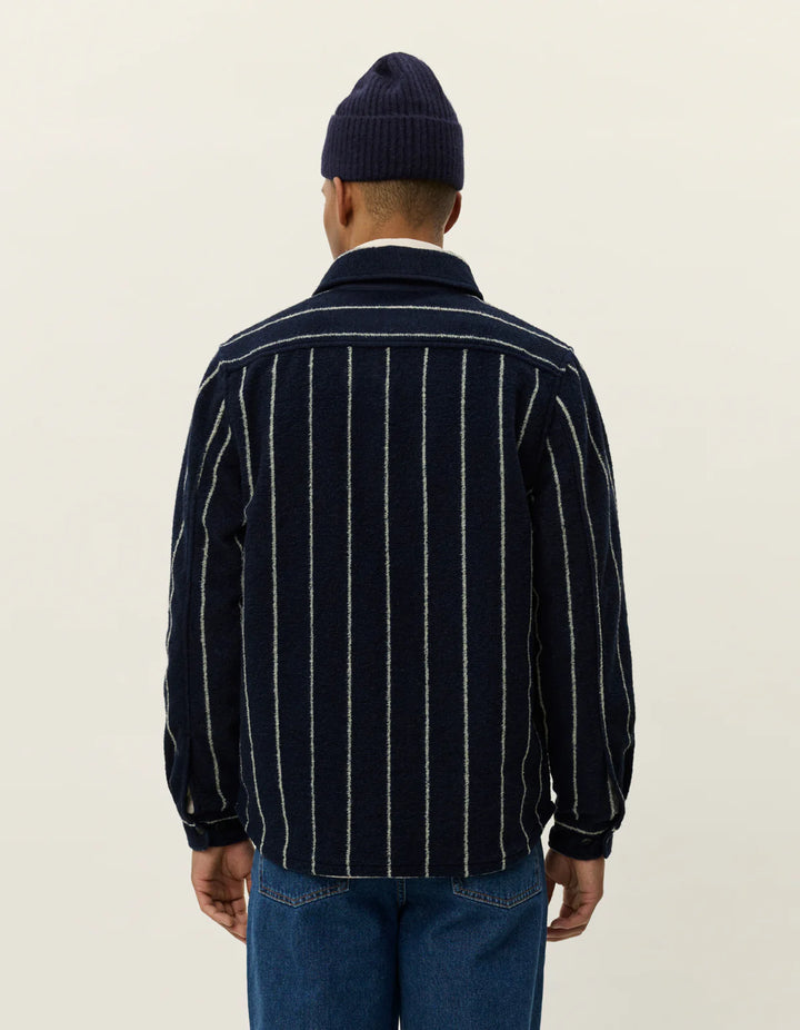 LENNON WOOL PINSTRIPE OVERSHIRT (NAVY) - LES DEUX