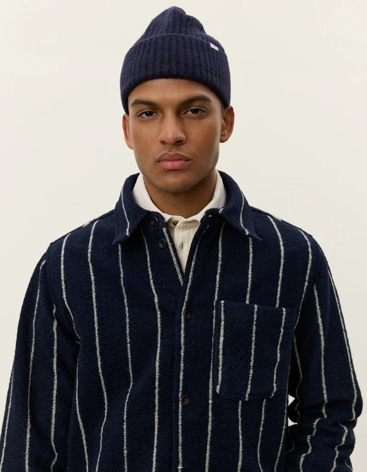 LENNON WOOL PINSTRIPE OVERSHIRT (NAVY) - LES DEUX