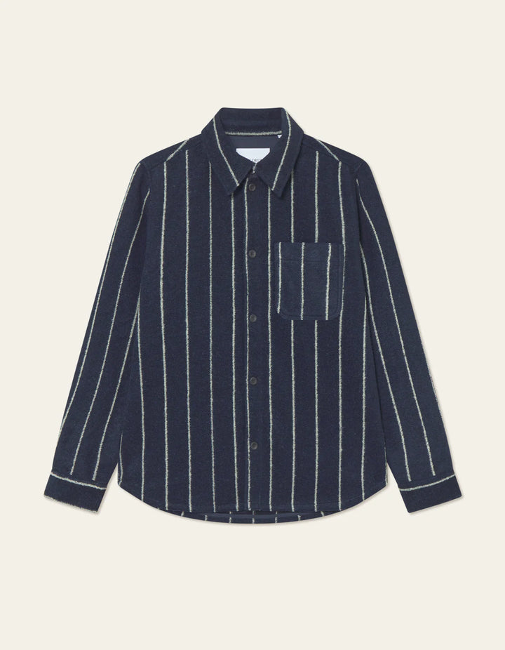 LENNON WOOL PINSTRIPE OVERSHIRT (NAVY) - LES DEUX