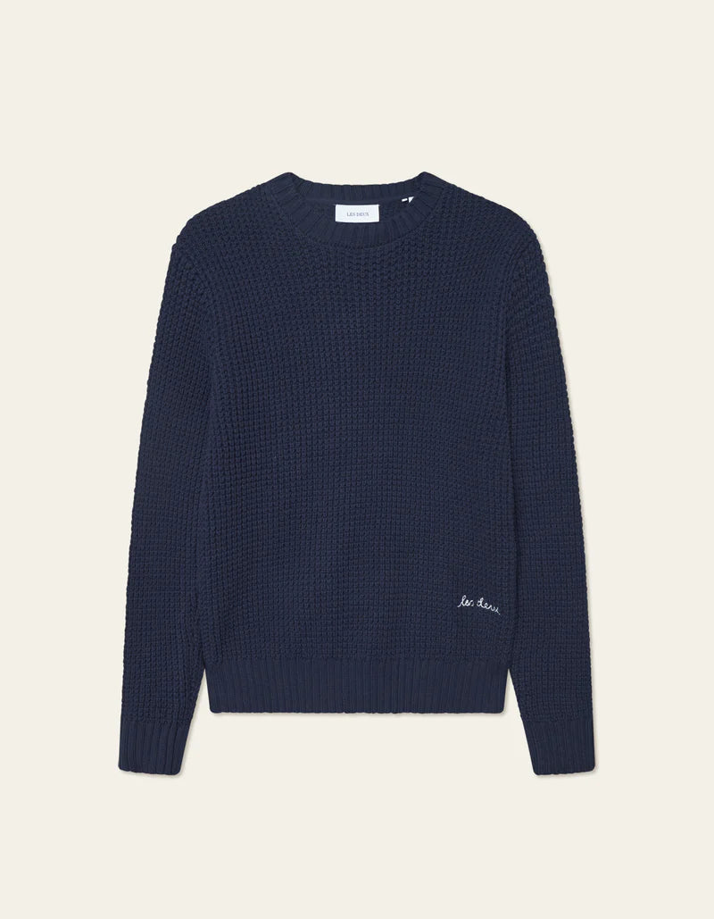 ALVIN WAFFLE CREWNECK (NAVY) - LES DEUX