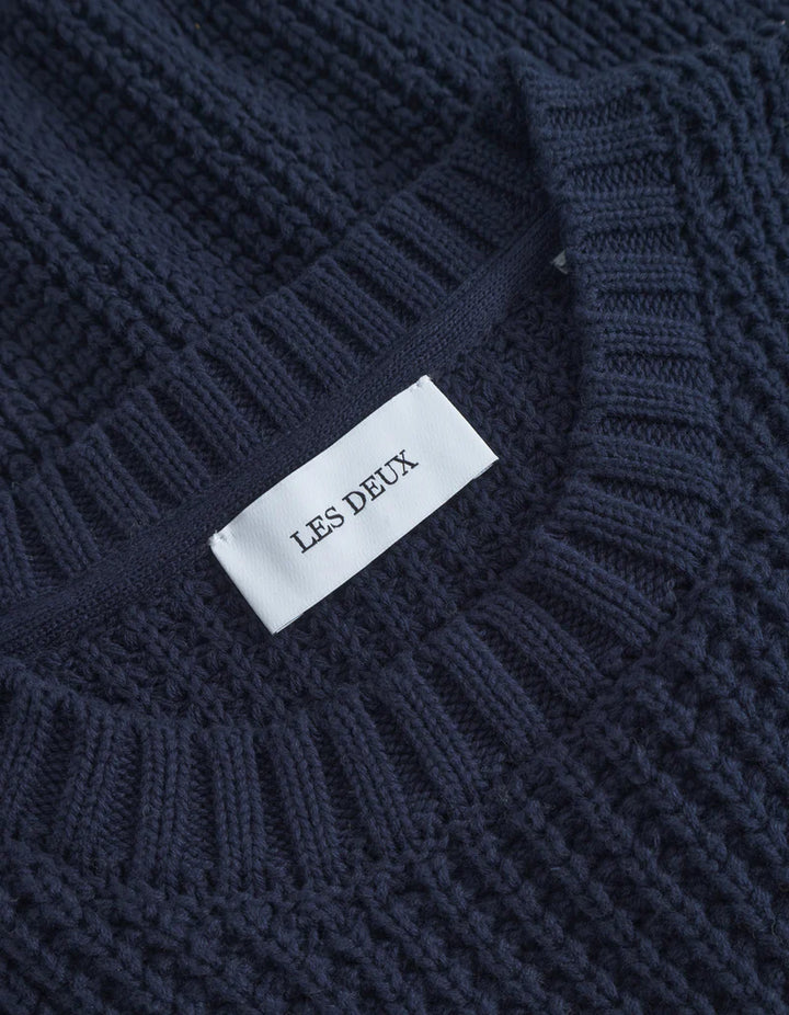 ALVIN WAFFLE CREWNECK (NAVY) - LES DEUX
