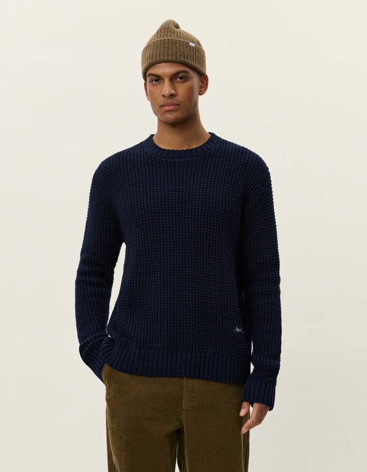ALVIN WAFFLE CREWNECK (NAVY) - LES DEUX
