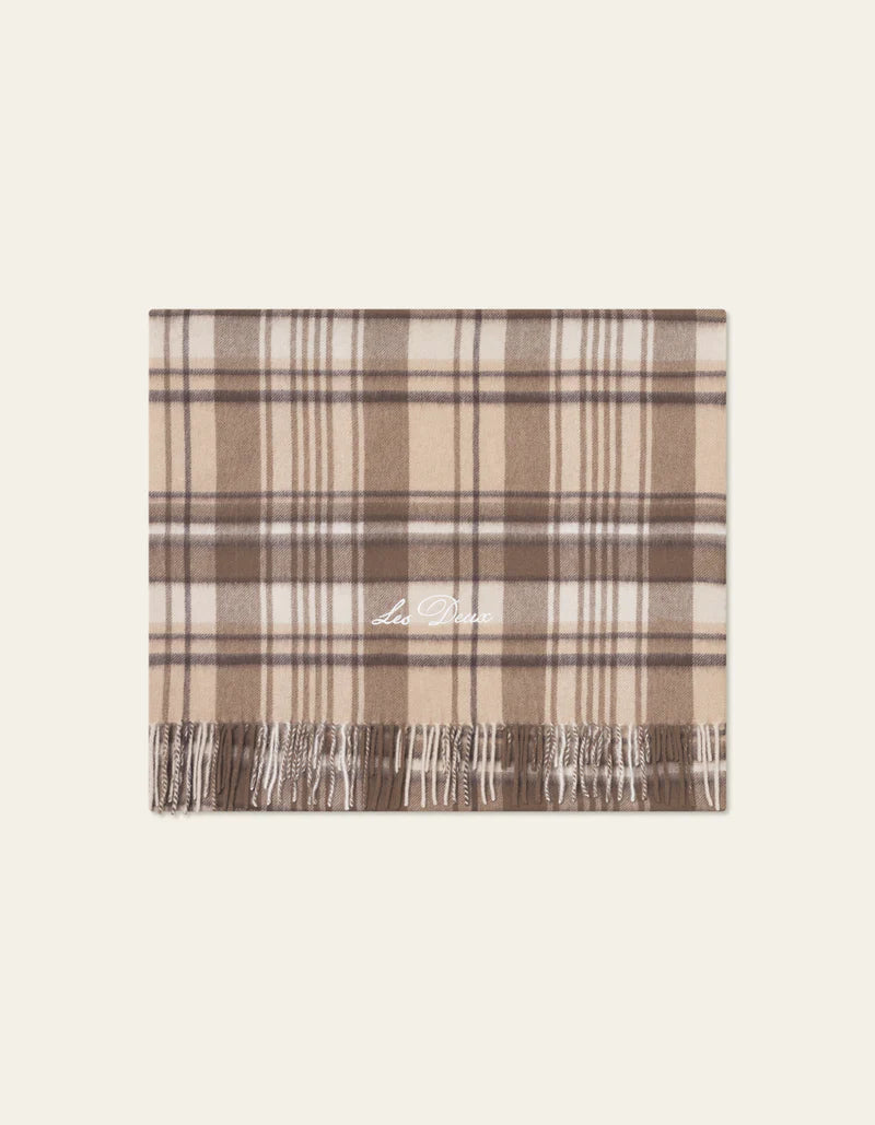 CHECK WOOL SCARF (IRISH CREAM) - LES DEUX
