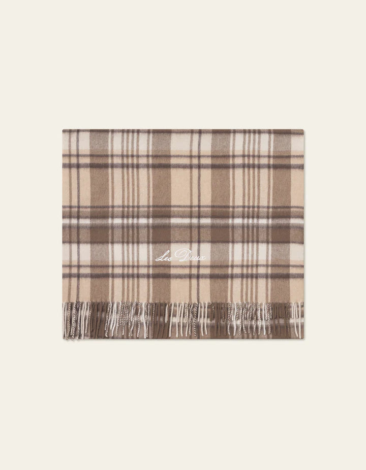 CHECK WOOL SCARF (IRISH CREAM) - LES DEUX