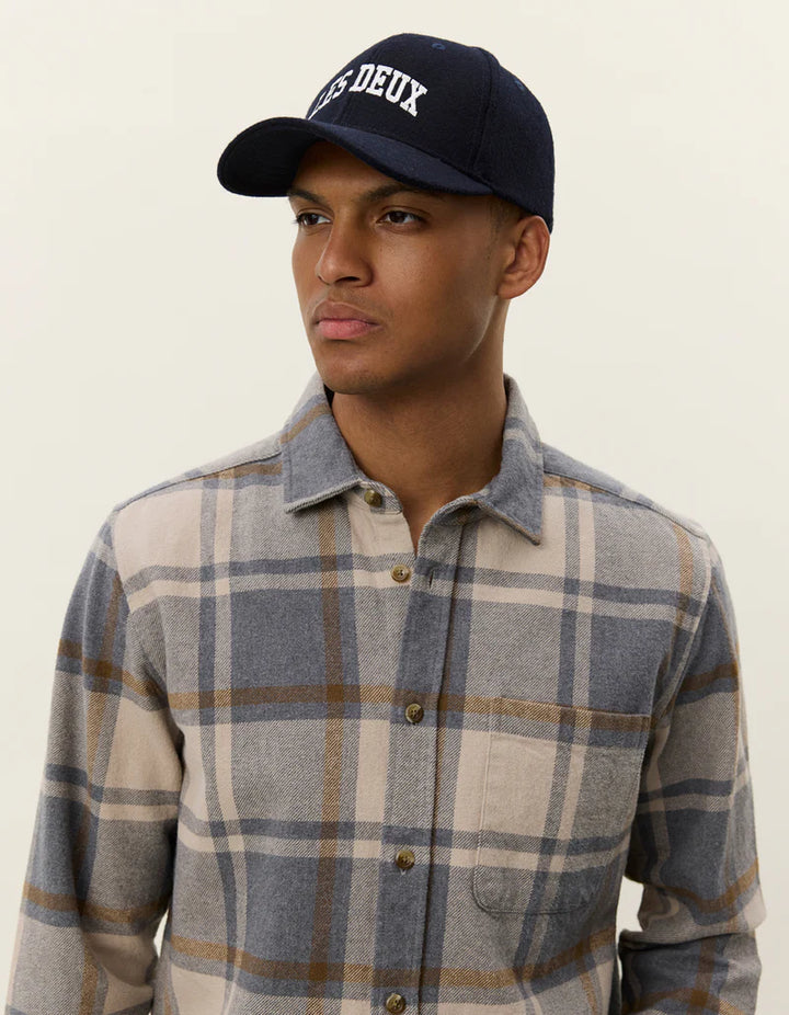 JEREMY CHECK FLANNEL SHIRT (GREY MELANGE) - LES DEUX