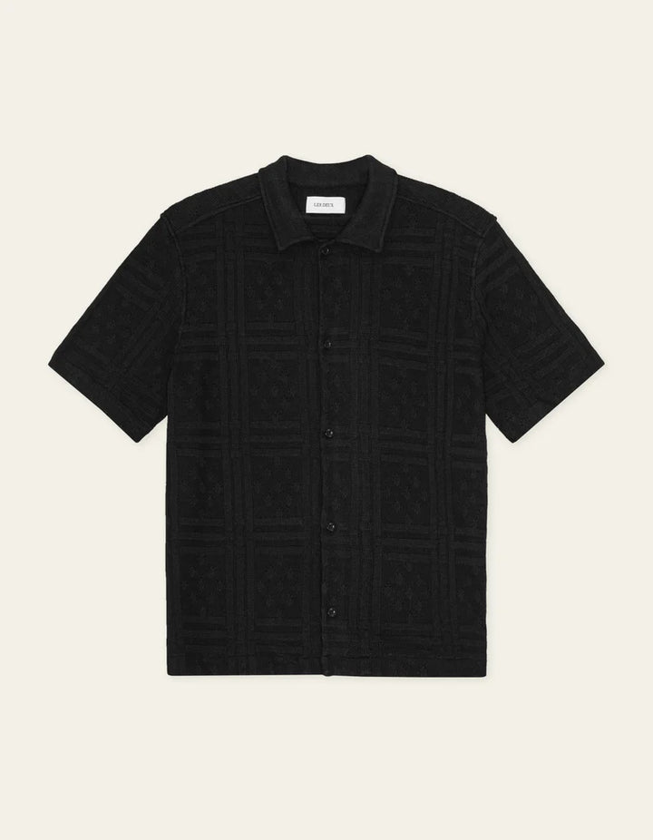 HECTOR POINTELLE SHORT SLEEVE SHIRT (BLACK) - LES DEUX
