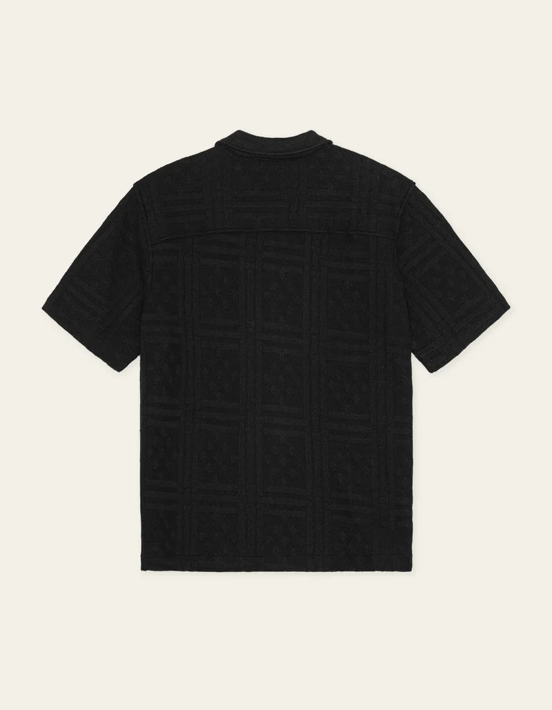 HECTOR POINTELLE SHORT SLEEVE SHIRT (BLACK) - LES DEUX