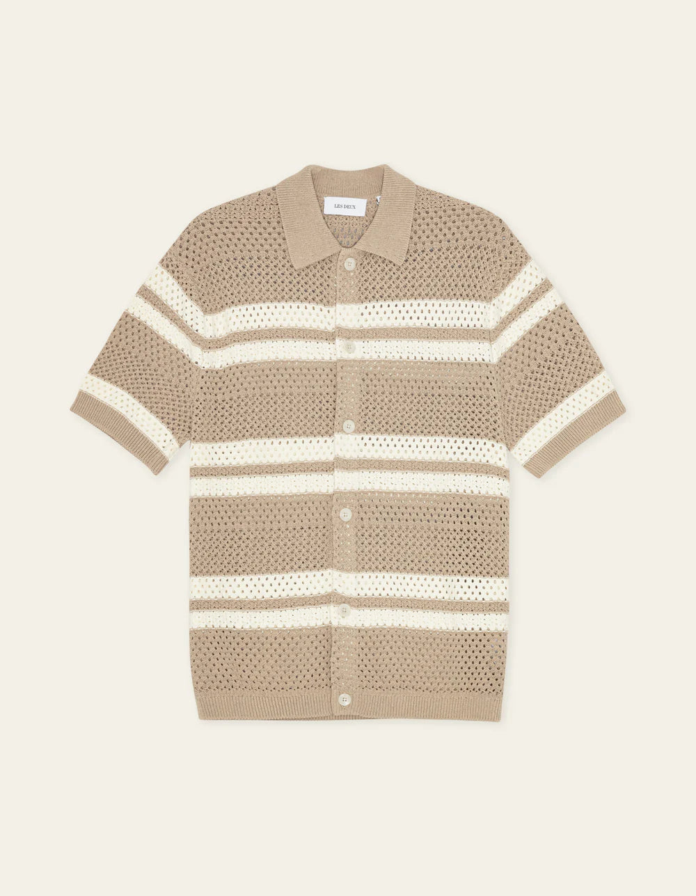 GIANNI KNIT SHORT SLEEVE SHIRT (SAND) - LES DEUX