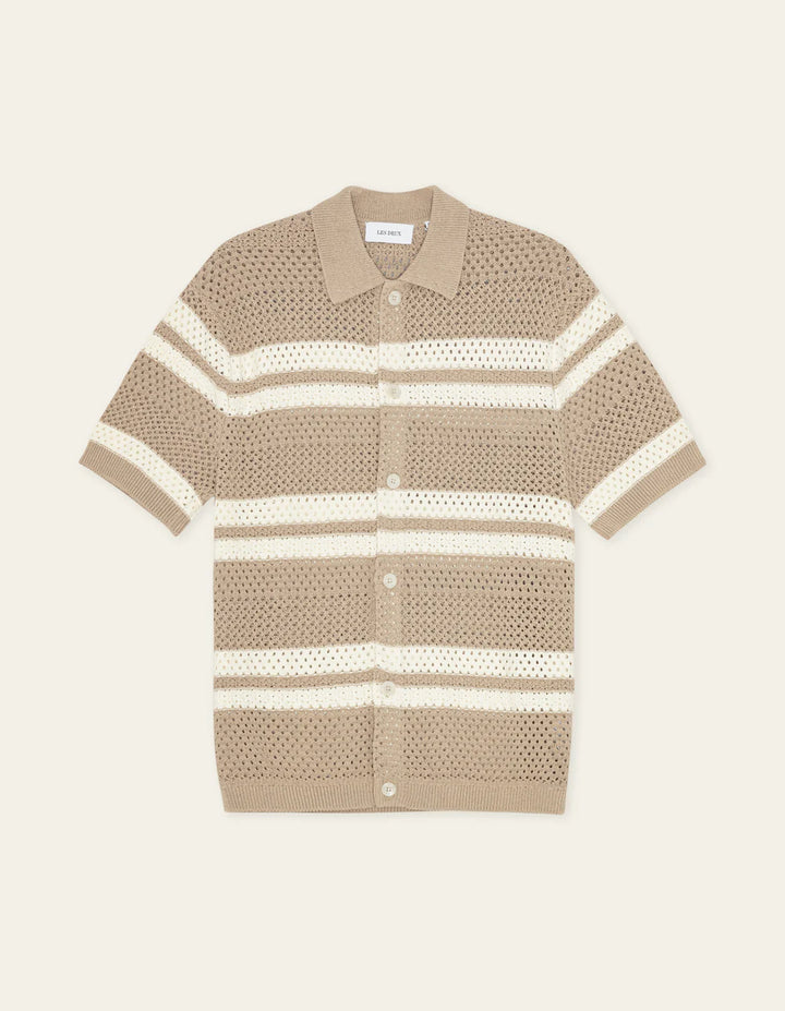GIANNI KNIT SHORT SLEEVE SHIRT (SAND) - LES DEUX