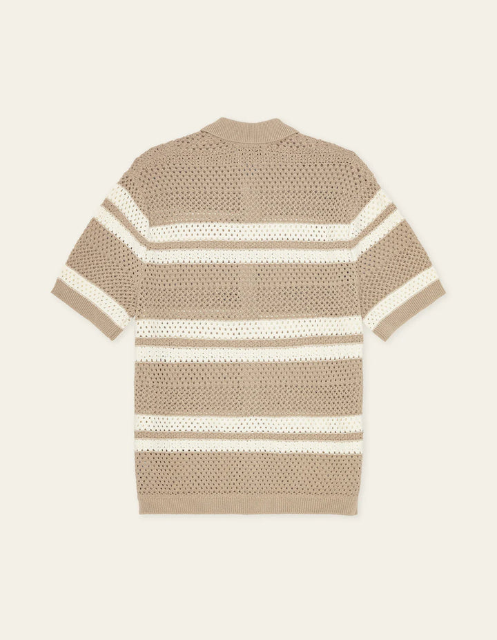 GIANNI KNIT SHORT SLEEVE SHIRT (SAND) - LES DEUX