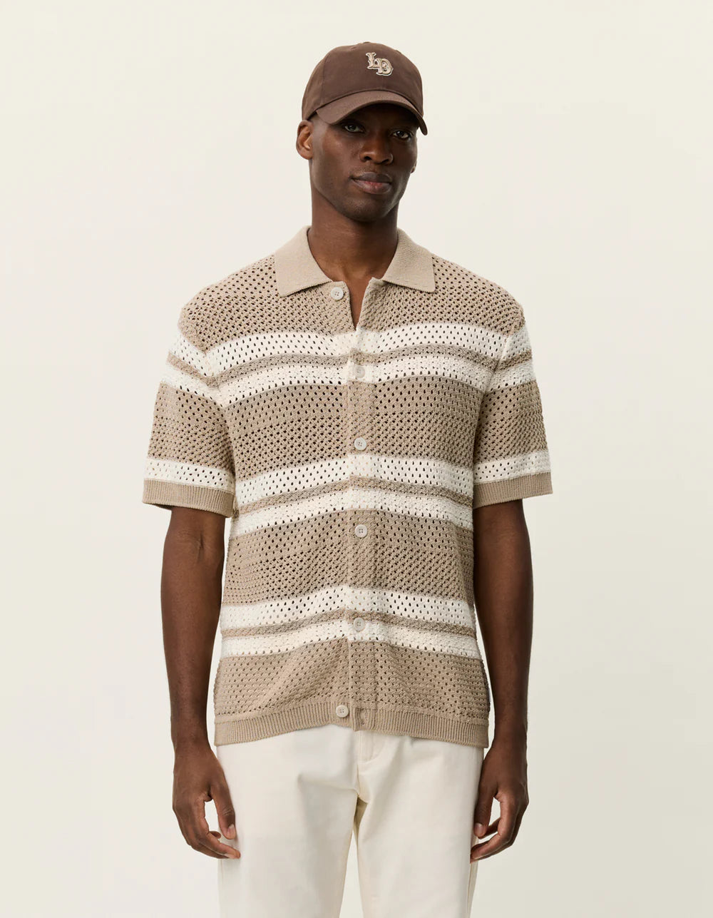 GIANNI KNIT SHORT SLEEVE SHIRT (SAND) - LES DEUX