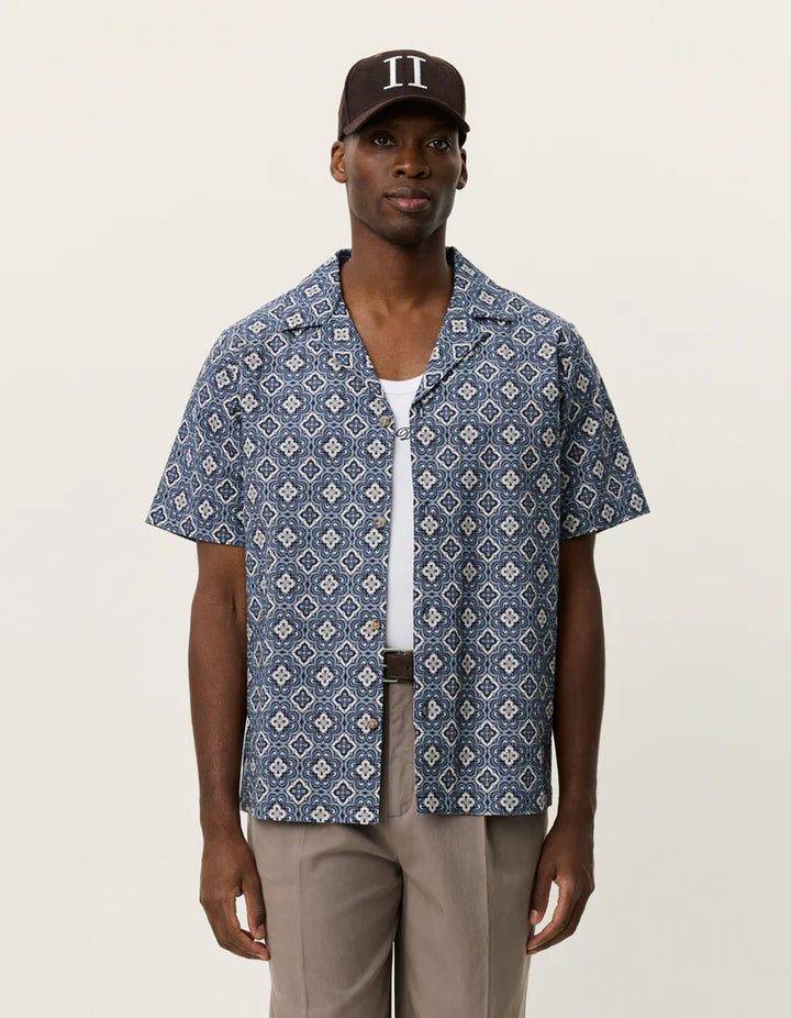 LUKAS ARABESQUE SHIRT (BLUE) - LES DEUX