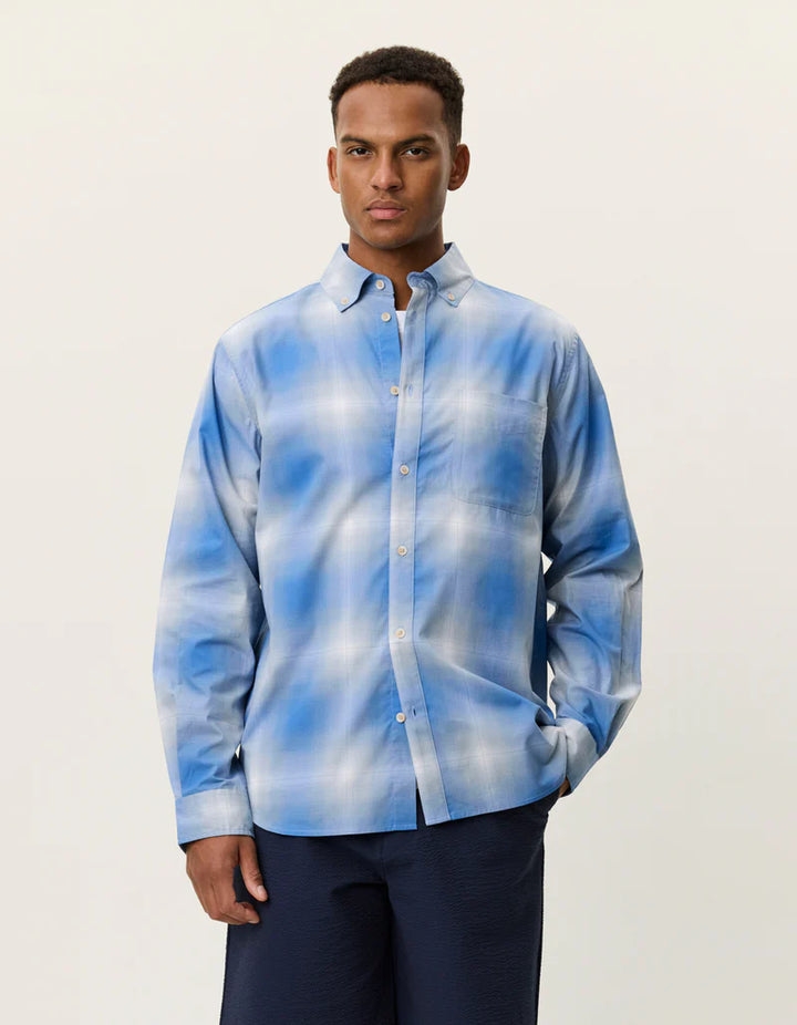 KENT SHADOWCHECK SHIRT (BLUE) - LES DUEX