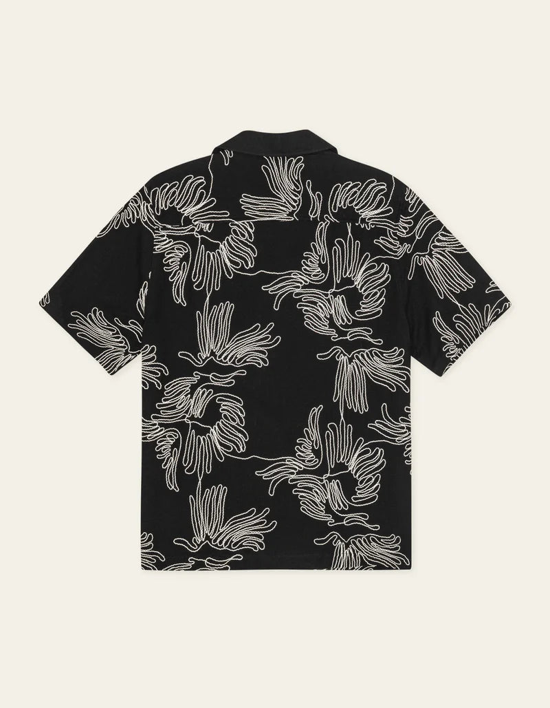 LIAM FLOWER SHORTSLEEVE SHIRT (BLACK) - LES DEUX
