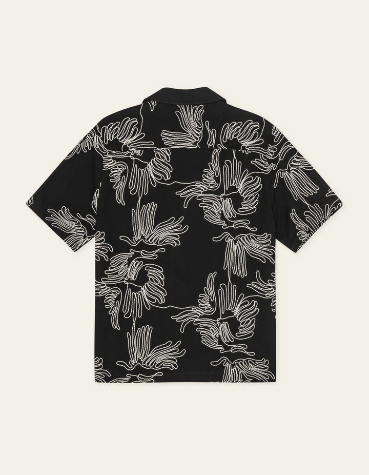 LIAM FLOWER SHORTSLEEVE SHIRT (BLACK) - LES DEUX
