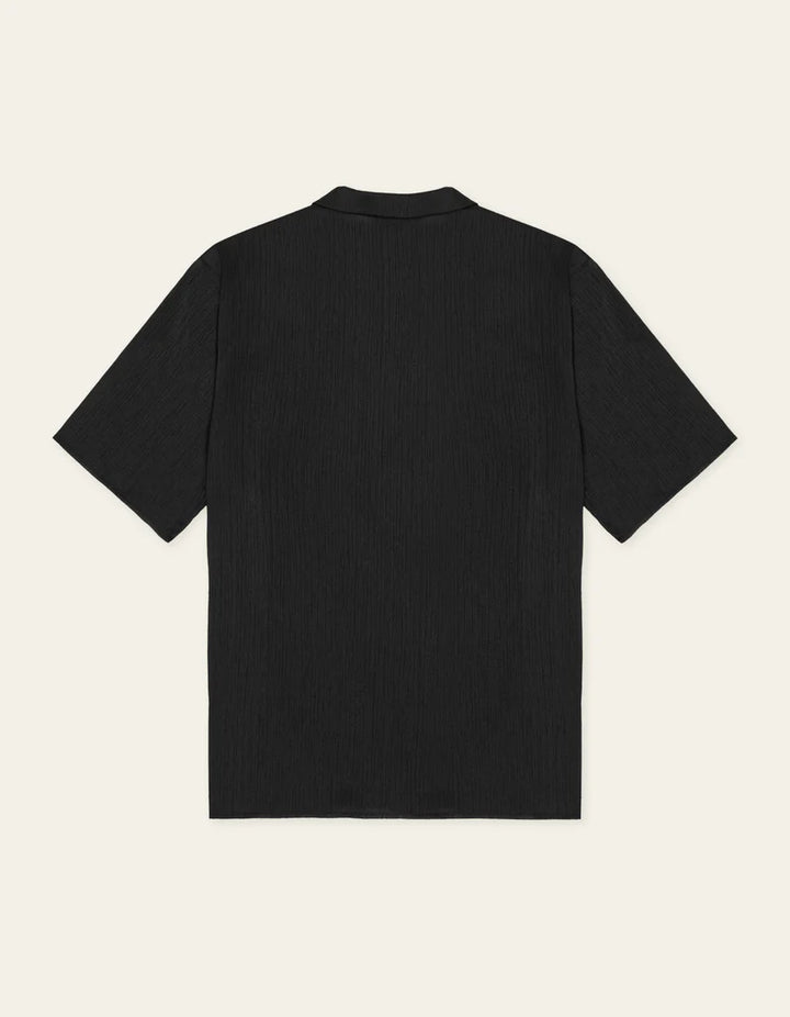 HECTOR PLEATED SHORT SLEEVE SHIRT (BLACK) - LES DEUX