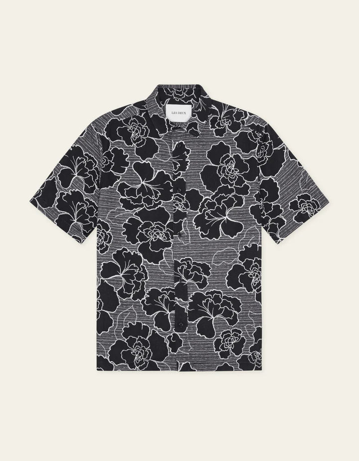 CHARLIE SHORT SLEEVE SHIRT (BLACK POPPY) - LES DEUX