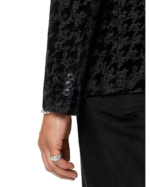 HOUNDSTOOTH KNIT BLAZER (CHARCOAL) - JOHN VARVATOS