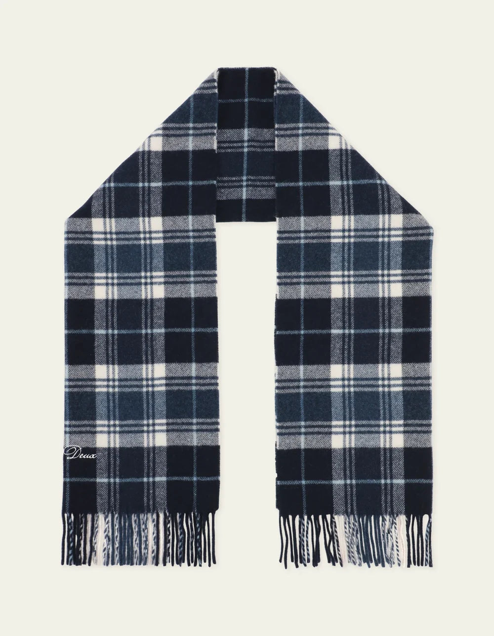 SIGNATURE CHECK SCARF (NAVY) - LES DEUX