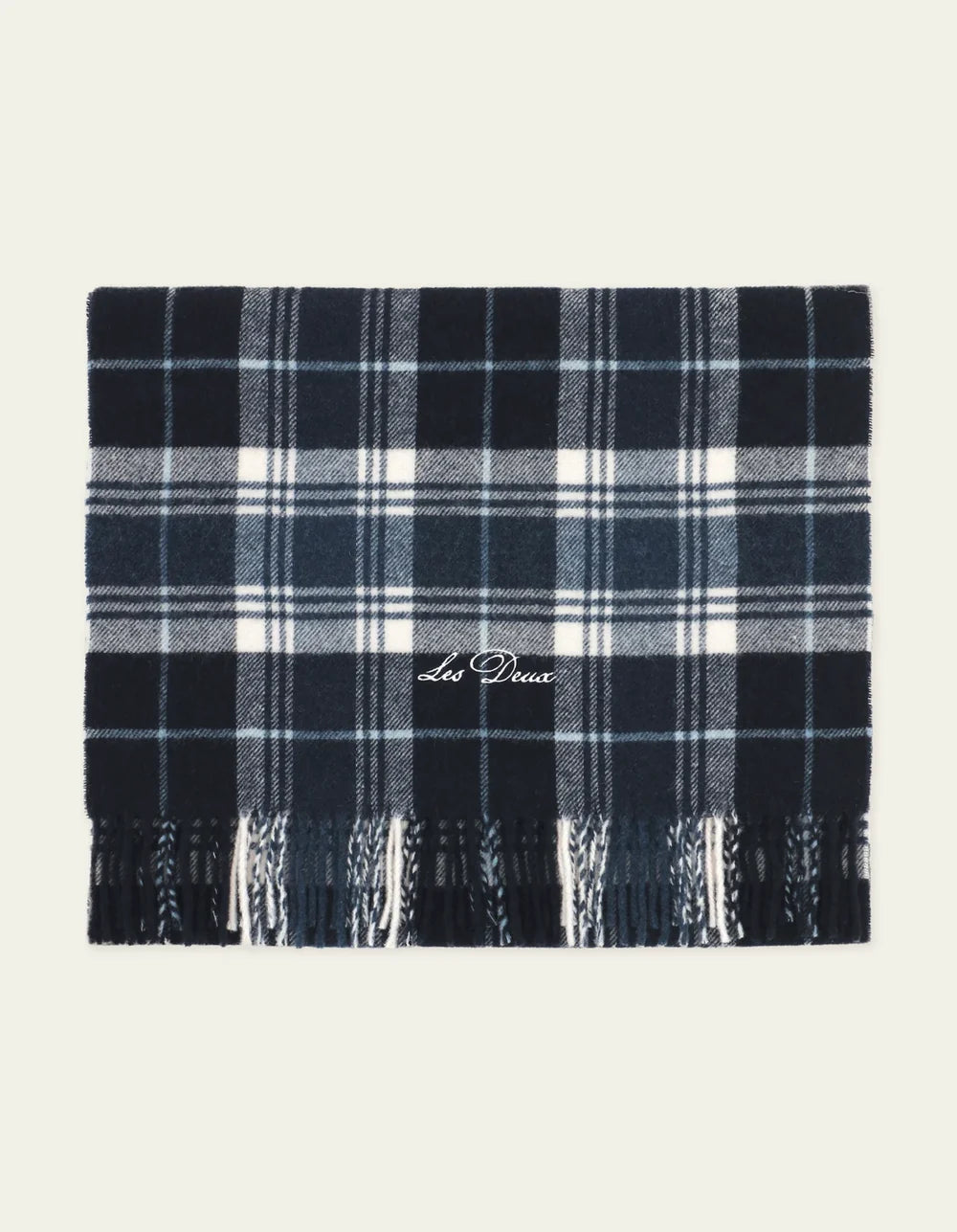 SIGNATURE CHECK SCARF (NAVY) - LES DEUX