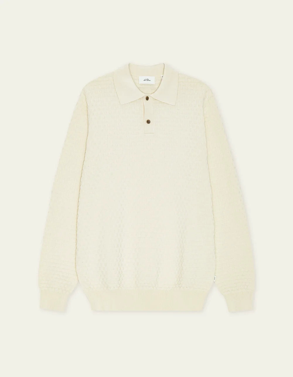 CHECK KNITTED LONGSLEEVE POLO (IVORY) - LES DEUX