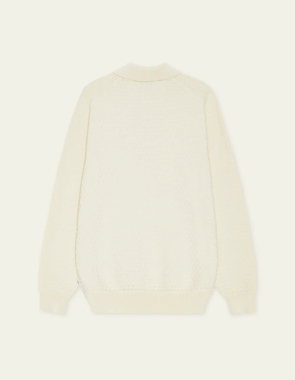 CHECK KNITTED LONGSLEEVE POLO (IVORY) - LES DEUX