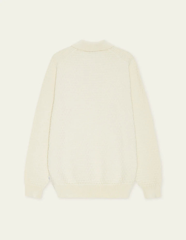 CHECK KNITTED LONGSLEEVE POLO (IVORY) - LES DEUX