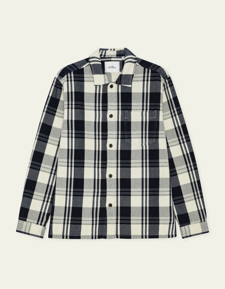 STRUCTURED CHECK OVERSHIRT (NAVY) - LES DEUX