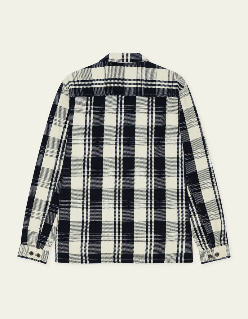 STRUCTURED CHECK OVERSHIRT (NAVY) - LES DEUX