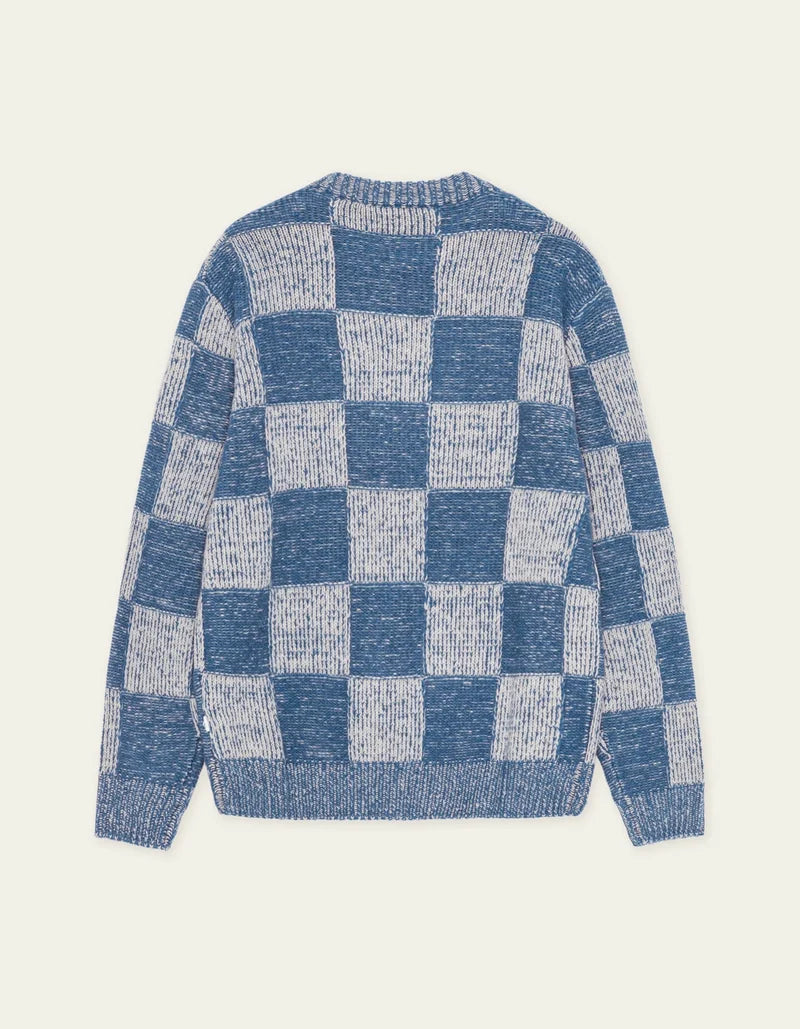 CHECK KNIT SWEATER (DENIM) - LES DEUX