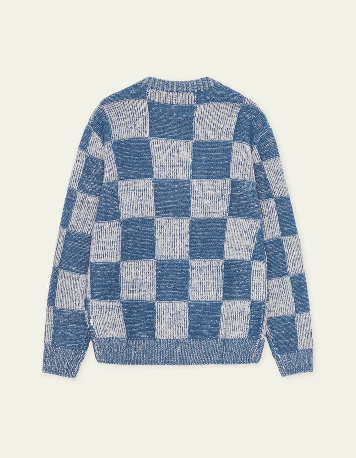 CHECK KNIT SWEATER (DENIM) - LES DEUX