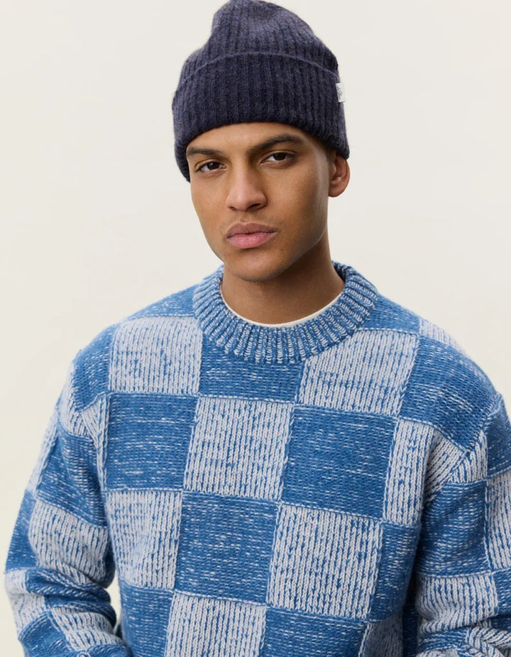 CHECK KNIT SWEATER (DENIM) - LES DEUX