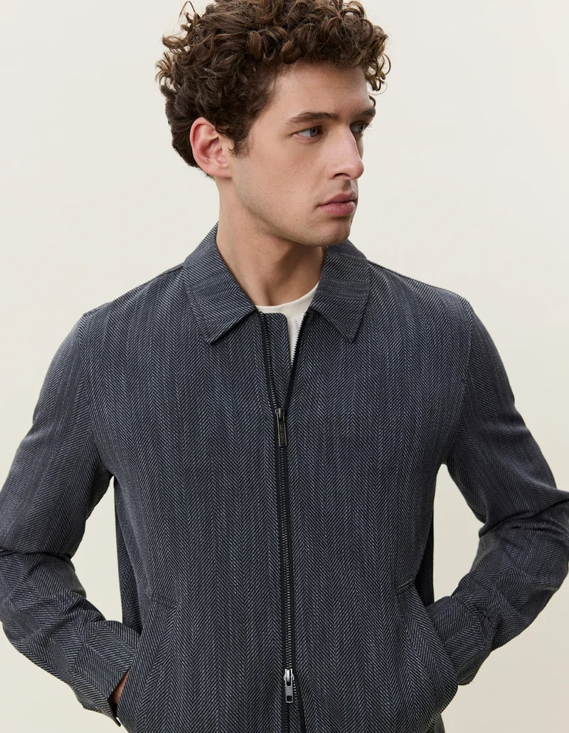 HERRINGBONE COACH JACKET (BLACK) - LES DEUX
