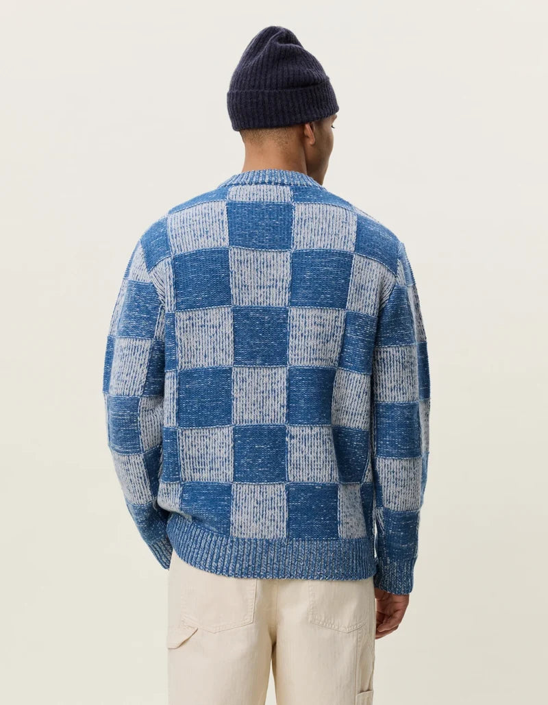 CHECK KNIT SWEATER (DENIM) - LES DEUX