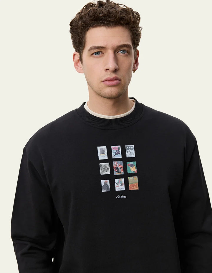 STAMP SWEATSHIRT (BLACK) - LES DEUX