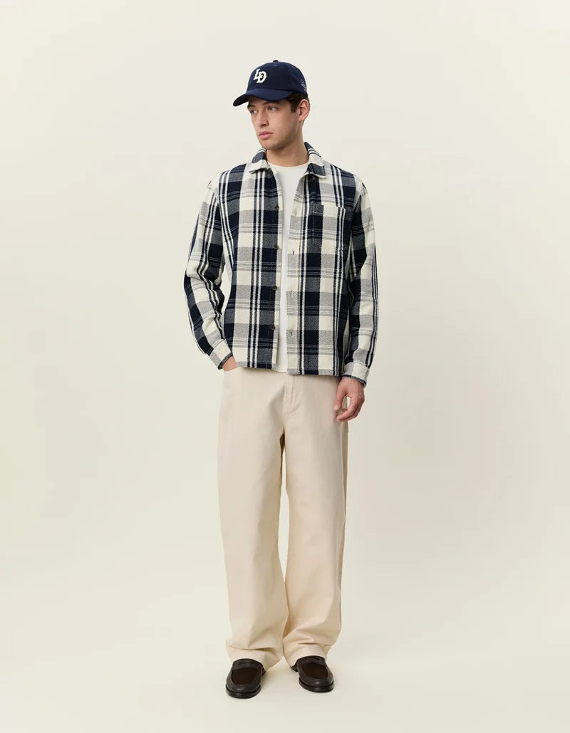 STRUCTURED CHECK OVERSHIRT (NAVY) - LES DEUX