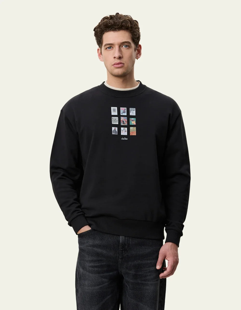 STAMP SWEATSHIRT (BLACK) - LES DEUX