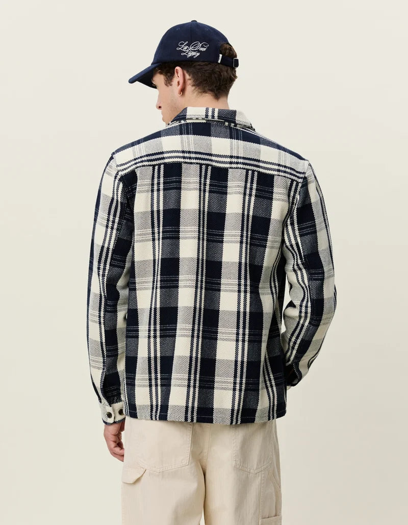 STRUCTURED CHECK OVERSHIRT (NAVY) - LES DEUX
