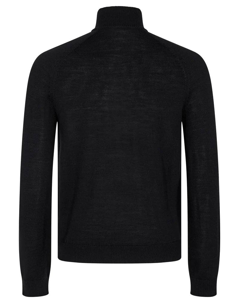PELLE 1/2 ZIP SWEATER (BLACK) - BRUUN & STENGADE