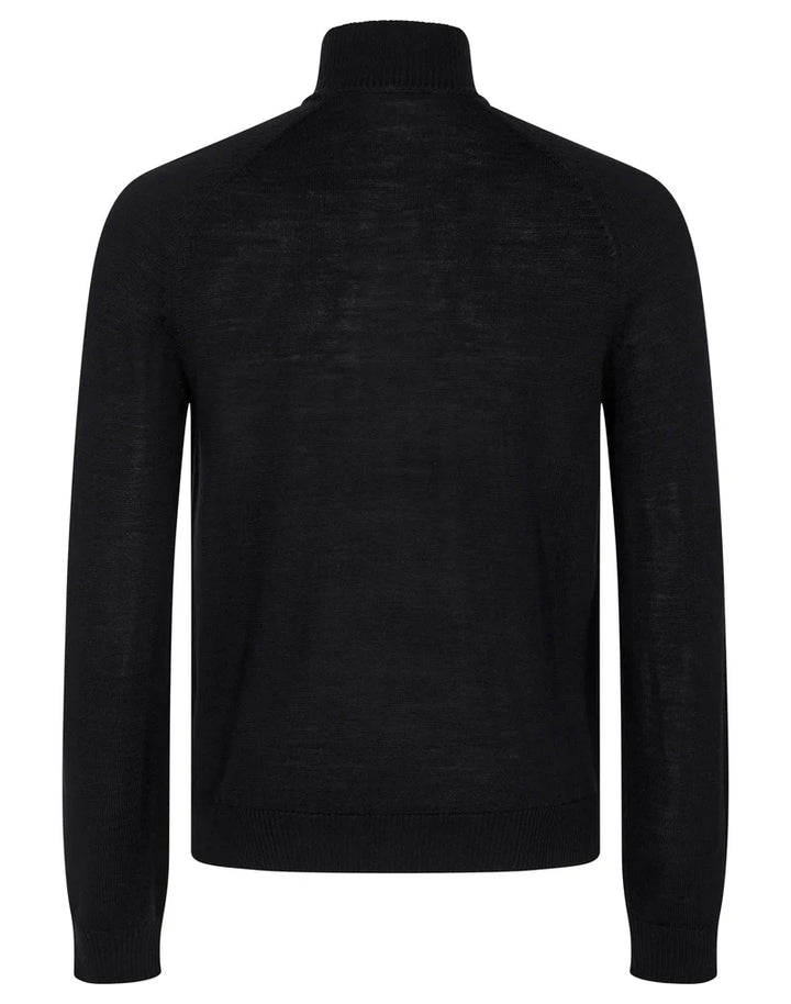 PELLE 1/2 ZIP SWEATER (BLACK) - BRUUN & STENGADE