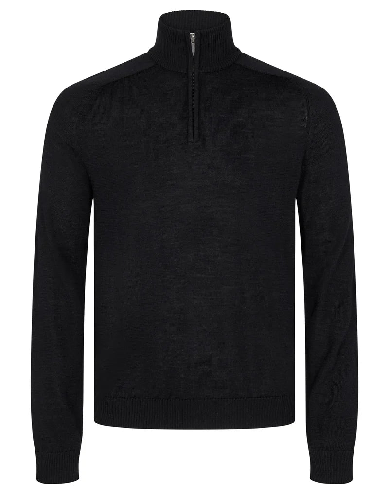 PELLE 1/2 ZIP SWEATER (BLACK) - BRUUN & STENGADE