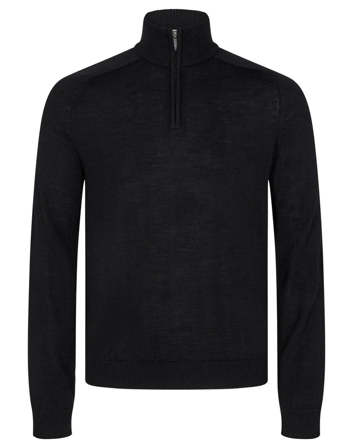 PELLE 1/2 ZIP SWEATER (BLACK) - BRUUN & STENGADE