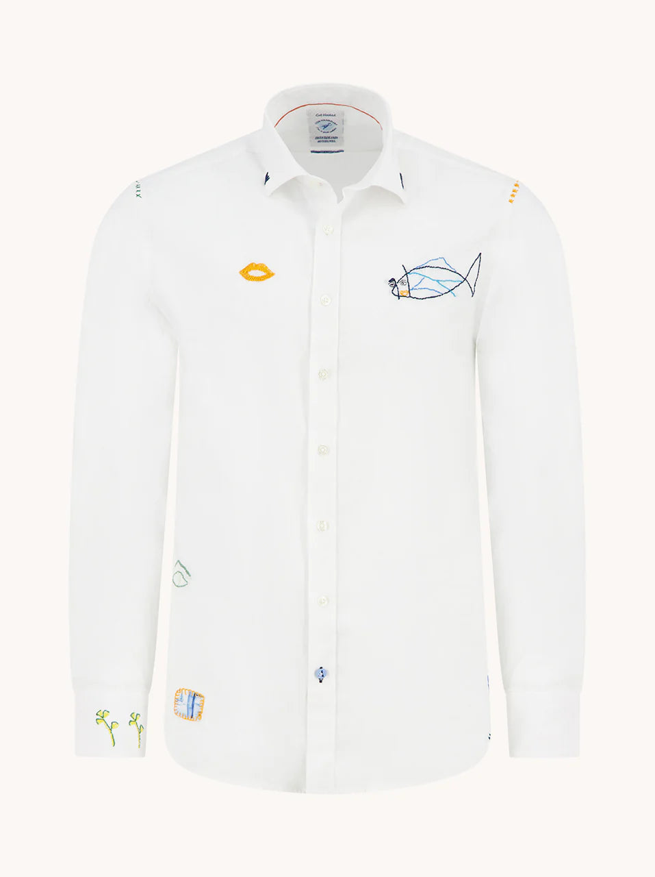 LINEN EMBROIDERY SHIRT (WHITE) - A FISH NAMED FRED