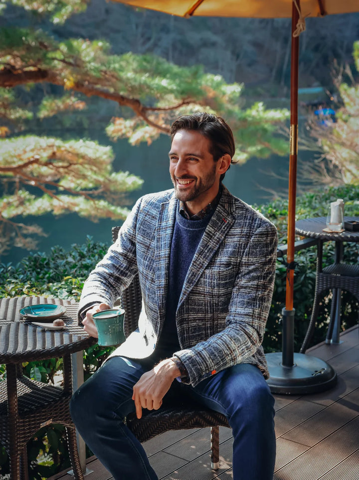 FANCY CHECK BLAZER (BLUE) - A FISH NAMED FRED