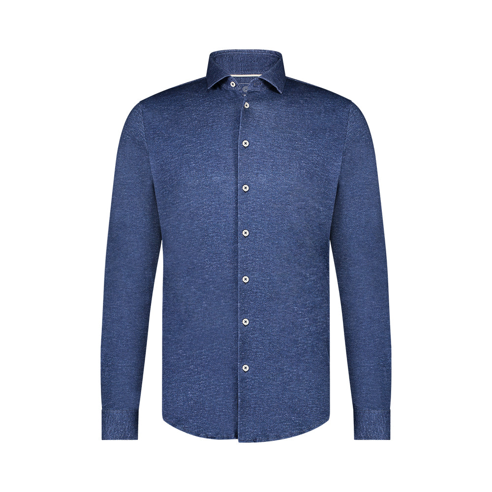 PRINTED STRETCH SHIRT (COBALT) - BLUE INDUSTRY