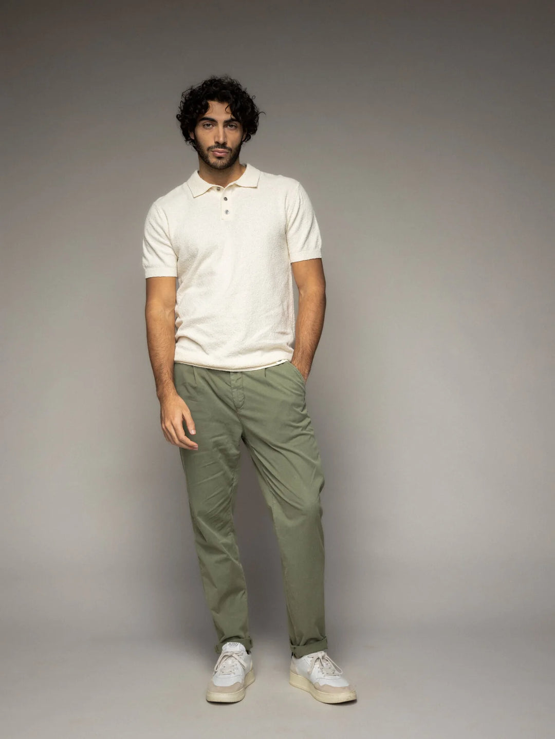 KYLE BOUCLE POLO (ECRU) - MOS MOSH GALLERY