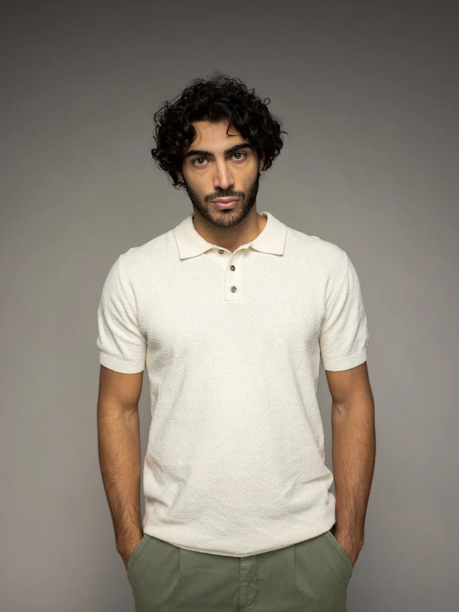 KYLE BOUCLE POLO (ECRU) - MOS MOSH GALLERY