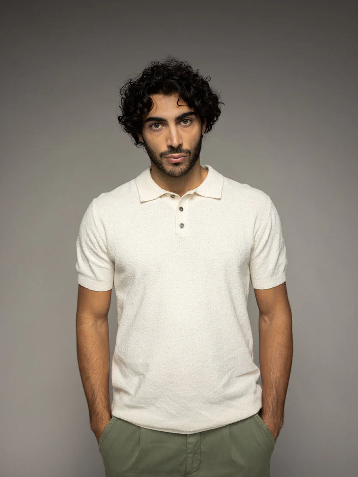 KYLE BOUCLE POLO (ECRU) - MOS MOSH GALLERY